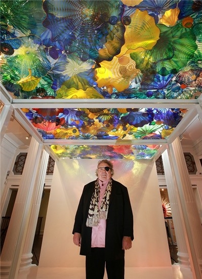 Dale Chihuly under the Persian Pergola Ceiling Photo credit: Peter MacDiarmid, Getty Images